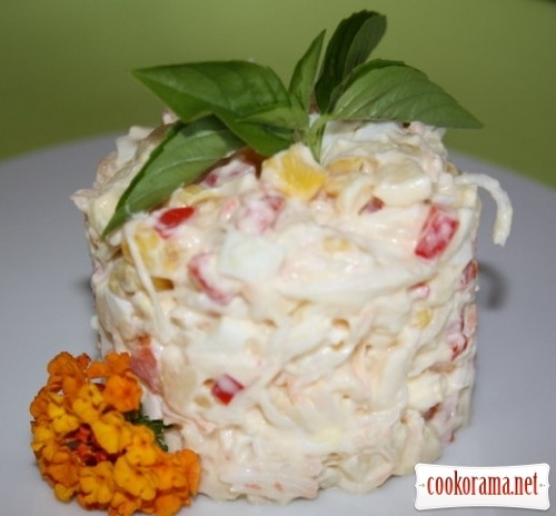 Light salad with crab meat