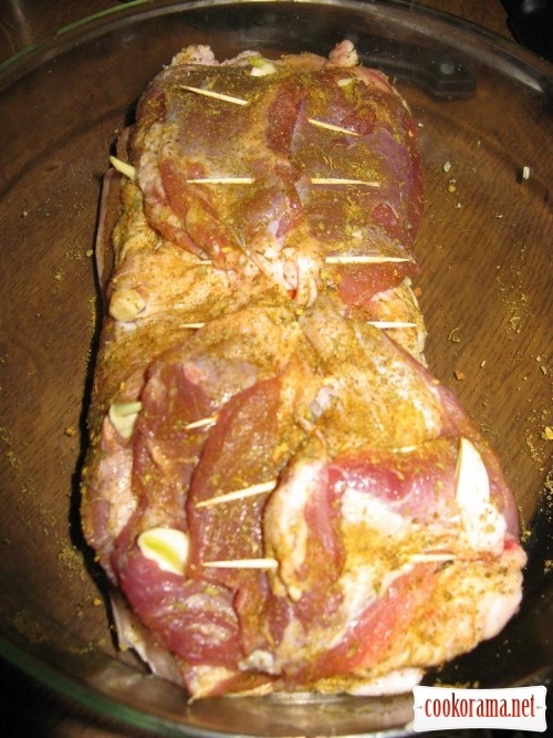 Meat with vegetables baked in baking bag
