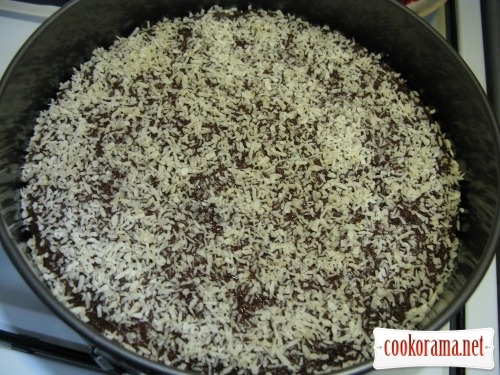 Chocolate cake with coconut-curd balls