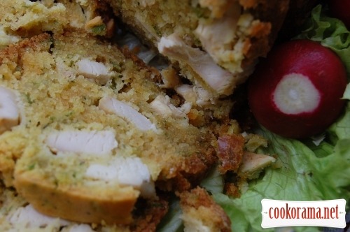 Green snack bread with chicken